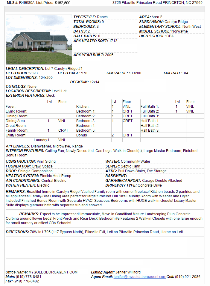 3725 Pikeville-Princeton Road - Feature Sheet